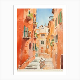 Venice, Italy Watercolour Streets 3 Art Print