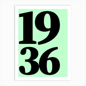 1936 Typography Date Year Word Art Print
