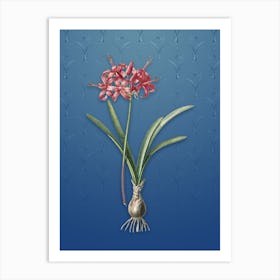 Vintage Guernsey Lily Botanical on Bahama Blue Pattern Art Print