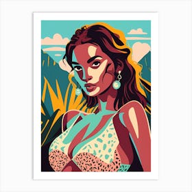 Woman In A Bikini Minimal Illustration Art Print