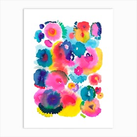 Ink Painterly Colorful Floral Art Print