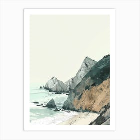 Mount Tamalpais Usa Color Line Drawing (1) Art Print