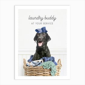 Black Lab Dog Laundry Buddy At Your Service Art Print