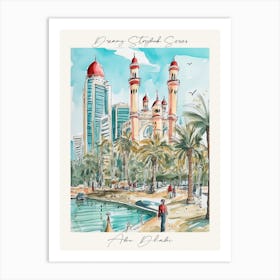 Poster Of Abu Dhabi, Dreamy Storybook Illustration 1 Art Print