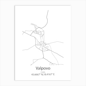 Valpovo,Croatia Minimalist Map Art Print