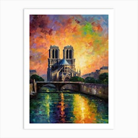 Notre Dame Paris France Monet Style 4 Art Print