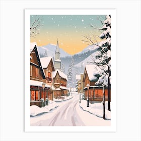 Vintage Winter Travel Illustration Leavenworth Washington 3 Art Print