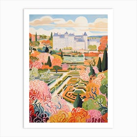 Chateau De Villandry Gardens, France In Autumn Fall Illustration 0 Art Print