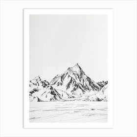 Vinson Massif Antarctica Line Drawing 4 Art Print