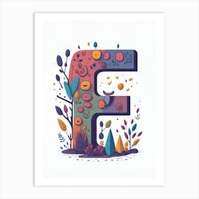 Colorful Letter F Illustration 66 Art Print