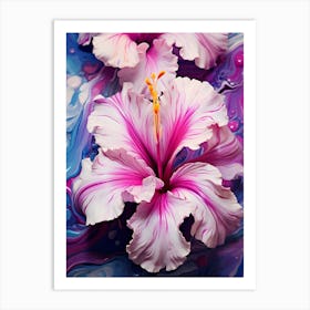 Pink Hibiscus Flowers Art Print