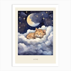 Baby Lynx 3 Sleeping In The Clouds Nursery Poster Art Print