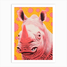 Pink Polka Dot Rhino 2 Art Print