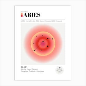 Aries, Astrology, Zodiac Aura, Gradient Poster Art Print