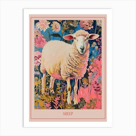 Floral Animal Painting Sheep 2 Poster Art Print