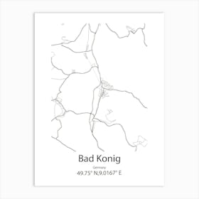 Bad Konig,Germany Minimalist Map Art Print