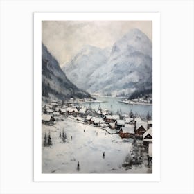 Vintage Winter Painting Banff Canada 2 Art Print