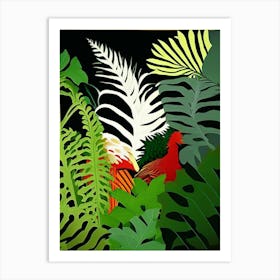 Hen And Chicken Fern Vibrant Art Print