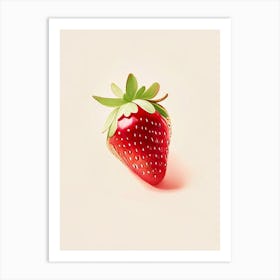 A Single Strawberry, Fruit, Marker Art Illustration 1 Art Print