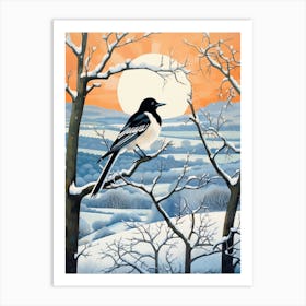 Winter Bird Painting Magpie 1 Art Print