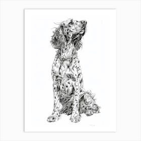 English Setter Dog Line Sketch 1 Art Print