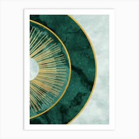 Gold And Green Sunburst Art Print