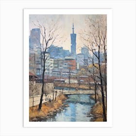 Winter City Park Painting Cheonggyecheon Park Seoul 3 Art Print