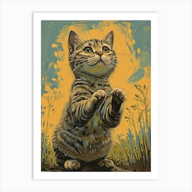 Munchkin Cat Relief Illustration 3 Art Print