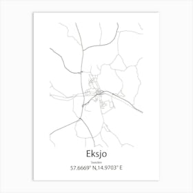 Eksjo,Sweden Minimalist Map Art Print