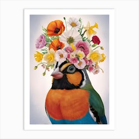 Bird With Flowers On Its Head 3 Art Print