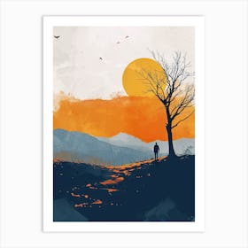 Sunset On The Hill, Boho Art Print