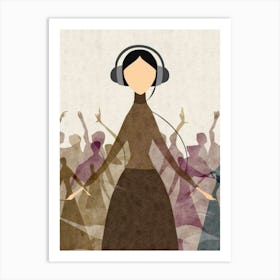 Woman With Headphones 14 Art Print