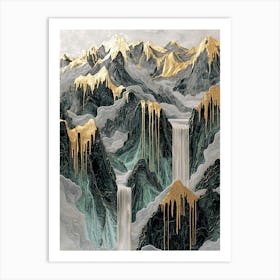 Dhaulagiri Golden Peaks - Refined Mixed Media Art Print