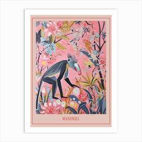 Floral Animal Painting Mandrill 1 Poster Art Print