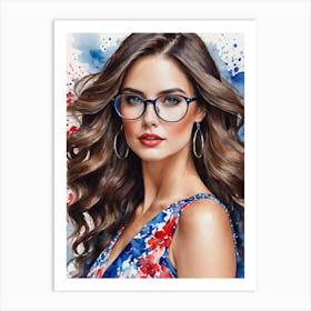 Beautiful Woman In Glasses Art Print