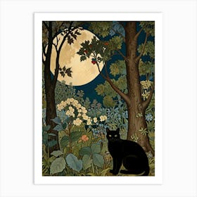 William Morris Black Cat In The Forest 7 Art Print