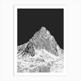 Scafell Mountain Line Drawing 6 Art Print