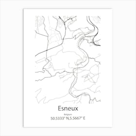 Esneux,Belgium Minimalist Map Art Print