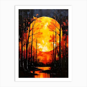 Full Moon In The Forest 5 Art Print