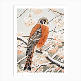 Winter Bird Painting American Kestrel 3 Art Print