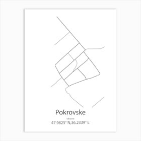 Pokrovske,Ukraine Minimalist Map Art Print