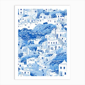 Mykonos Greece, Inspired Travel Pattern 2 Art Print