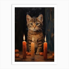 Cat With Candles Art Print