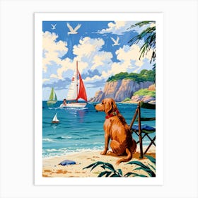 Dog On The Beach 3 Art Print