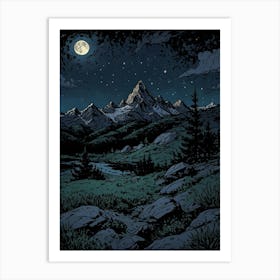 Night In The Mountains 1 Art Print