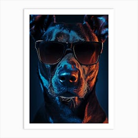 Doberman Close Up Sleek And Confident In Black Generated with AI Art Print