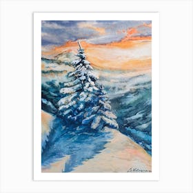 Trees On The Slope Of The Mountain Art Print