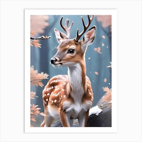 Deer In The Forest 4 Art Print