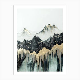 Denali's Golden Peaks - Textured Expressionism Art Print