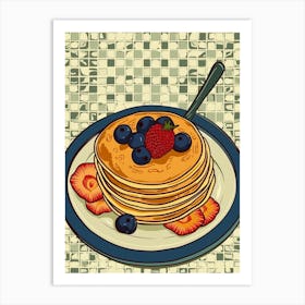 Pancake Stack On A Tiled Background 3 Art Print